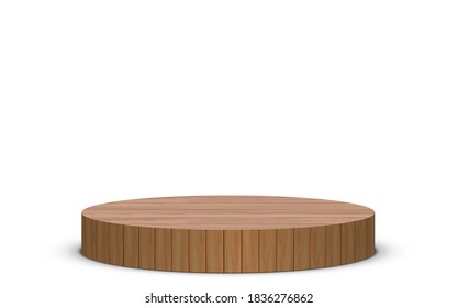 wooden podium in the white studio room