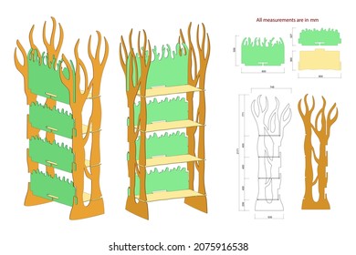 Wooden Point of Sale Alcohol Display Rack, 4 Tier. Easy Set up and take Down Ready for use. Template Die Cut. Sturdy Stands Ideal for Mixed Sized Products, for Craft, Art Shows, Wine Bottles