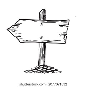 Wooden pointer hand drawn illustration.