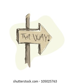 wooden pointer - road sign