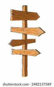 Wooden pointer, sign, flat illustration