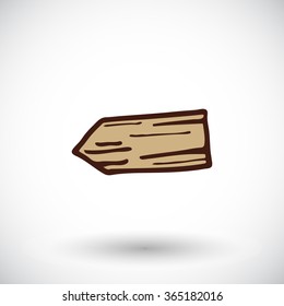 Wooden pointer sketch. Hand drawn cartoon navigation icon. Doodle drawing. Vector illustration