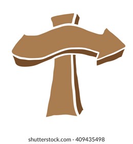 wooden pointing arrow cartoon illustration