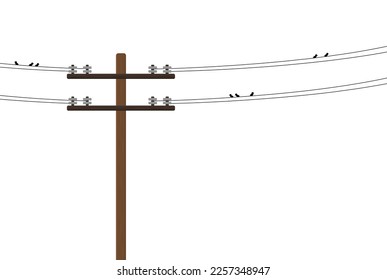 wooden pole with high voltage wires on a white background vector illustration of an electrician