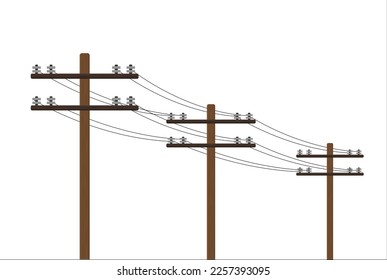 wooden pole with high voltage wires on a white background vector illustration of an electrician