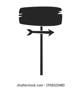 Icono negro del vector post de madera. La madera de la placa de señalización de la ilustración del vector sobre fondo blanco. Icono de ilustración negra aislada de un poste de madera.