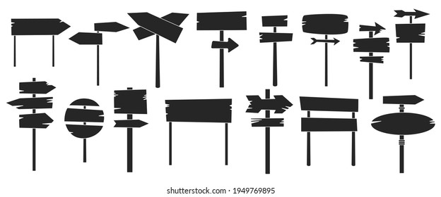 Wooden post vector illustration on white background. Isolated black set icon signpost. Vector black set icon wooden post.