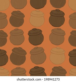  wooden pots seamless pattern.