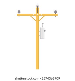 Wooden Power Pole Flat Illustration. Clean Icon Design Element on Isolated White Background