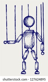 Wooden puppet. Doodle style