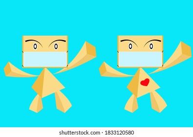 Wooden puppet wearing a mask