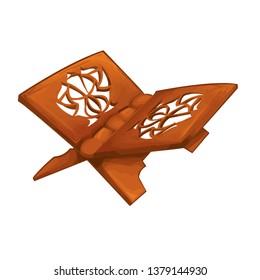 Wooden Qur'an holder in cartoon style