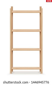 Wooden Rack storage stand. Sample Furniture Home and Warehouse Interior element. Vector Illustration isolated on white background