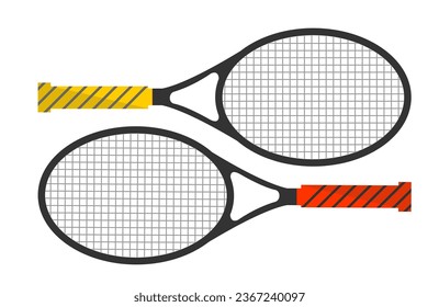 Wooden racquets for playing tennis, isolated sports equipment for match or play. Modern and stylish comfortable item for throwing ball. Shop or store assortment. Vector in flat style illustration