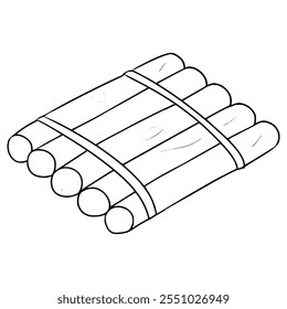 vetor de esboço desenhado à mão da ilustração da jangada de madeira