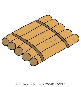 wooden raft illustration hand drawn isolated vector