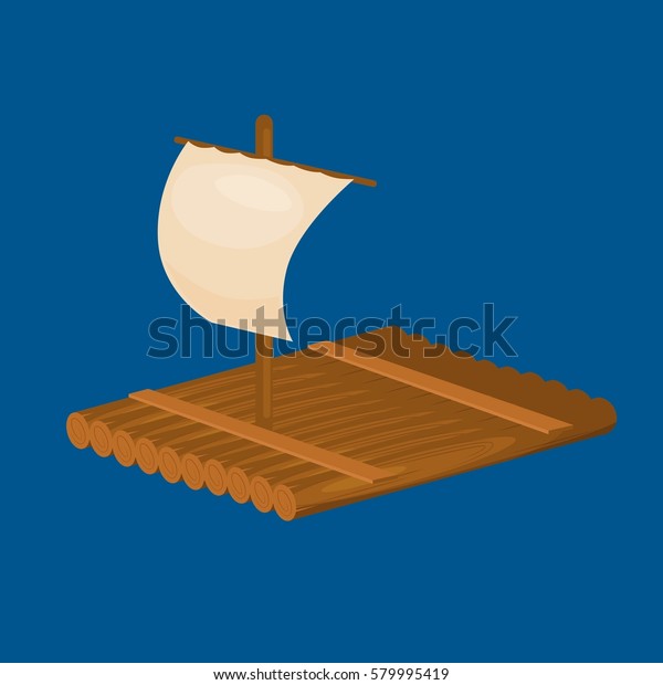 Wooden Raft Sail Vector Isolated Illustration Stock Vector (royalty 