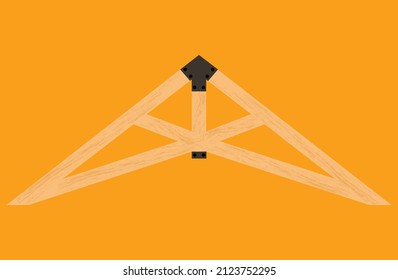 
wooden rafters in the style of 'Tijeras' ona yellow background