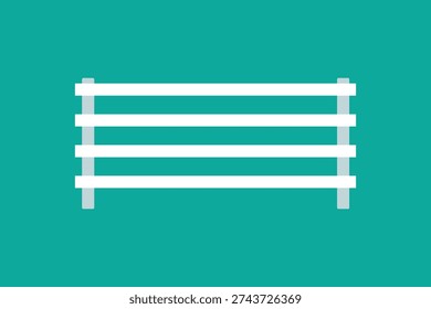 Wooden Rail Fence Flat Vector Isolated