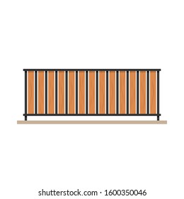 Wooden railing. Railing vector. railing on white background. wallpaper. free space for text. copy space.