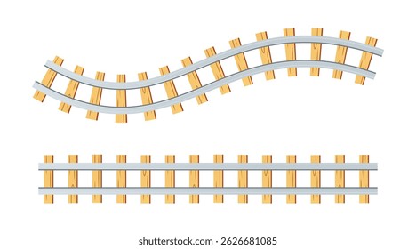 Ferrovia de madeira rastros vetor isolado no fundo branco.