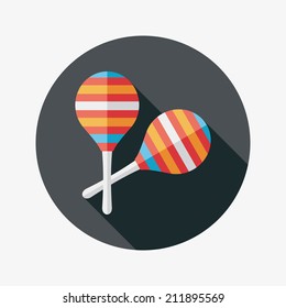 wooden rattle flat icon with long shadow,eps10