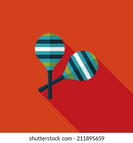 wooden rattle flat icon with long shadow,eps10