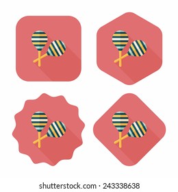 wooden rattle flat icon with long shadow,eps10