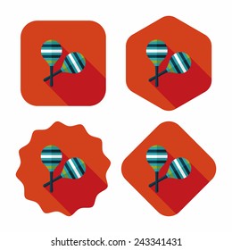wooden rattle flat icon with long shadow,eps10