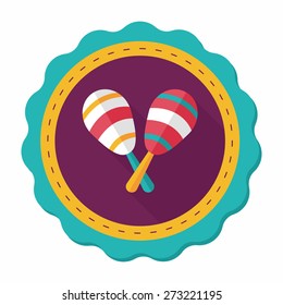 wooden rattle flat icon with long shadow,eps10