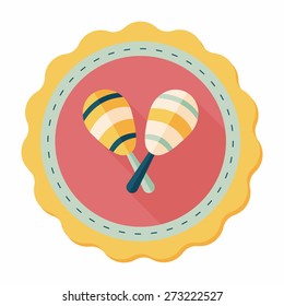 wooden rattle flat icon with long shadow,eps10