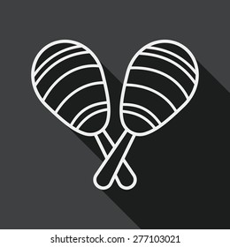 wooden rattle flat icon with long shadow, line icon