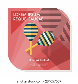 wooden rattle flat icon with long shadow,eps10
