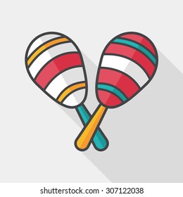 wooden rattle flat icon with long shadow,eps10