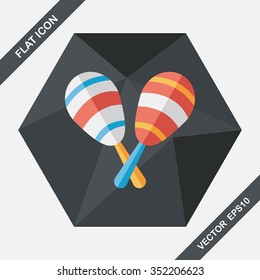 wooden rattle flat icon with long shadow,eps10