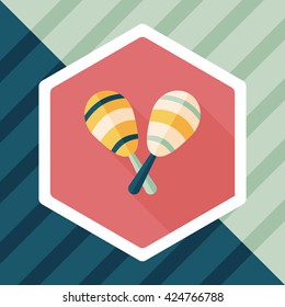 wooden rattle flat icon with long shadow,eps10