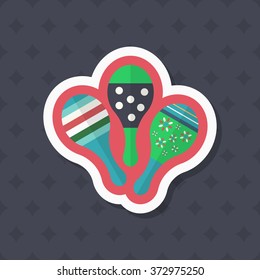Wooden rattle icon , Vector flat long shadow design. Children's toys concept.