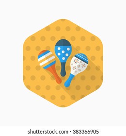 Wooden rattle icon , Vector flat long shadow design. Children's toys concept.
