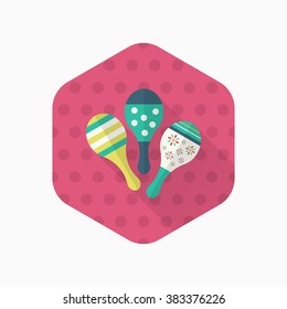 Wooden rattle icon , Vector flat long shadow design. Children's toys concept.