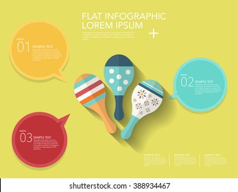 Wooden rattle icon , Vector flat long shadow design. Children's toys  infographic,eps10