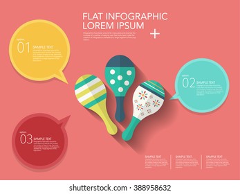 Wooden rattle icon , Vector flat long shadow design. Children's toys  infographic,eps10