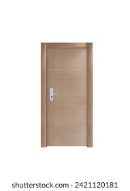 Wooden realistic door on white background, vector