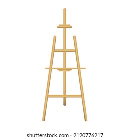 Wooden realistic easel, isolated on white background. Vector illustration