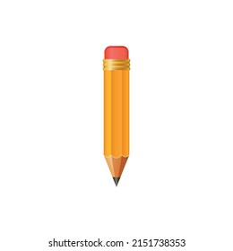 Wooden realistic yellow  pencil with rubber eraser. Pencils sharp on white background. Vector illustration.