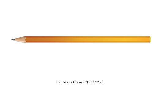 Wooden realistic yellow pencil with rubber eraser. Pencils sharp on white background. Vector illustration.