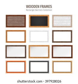 Wooden rectangle banners collection. Used pattern brushes included in Brushes panel. Used patterns included in Swatches panel. Clipping paths included.