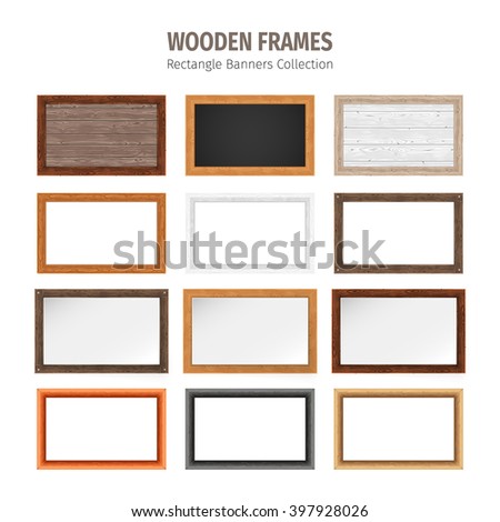 Wooden rectangle banners collection. Used pattern brushes included in Brushes panel. Used patterns included in Swatches panel. Clipping paths included.