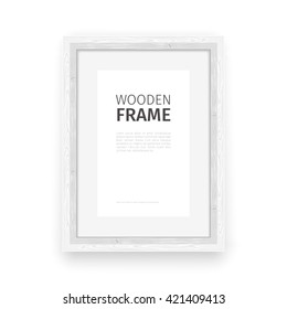 Wooden rectangle frame white. Clipping paths included.