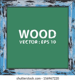 Wooden rectangular 3d photo frame with shadow. Vector illustration 