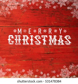 Wooden red christmas background with snowflakes. Holiday Postcard template